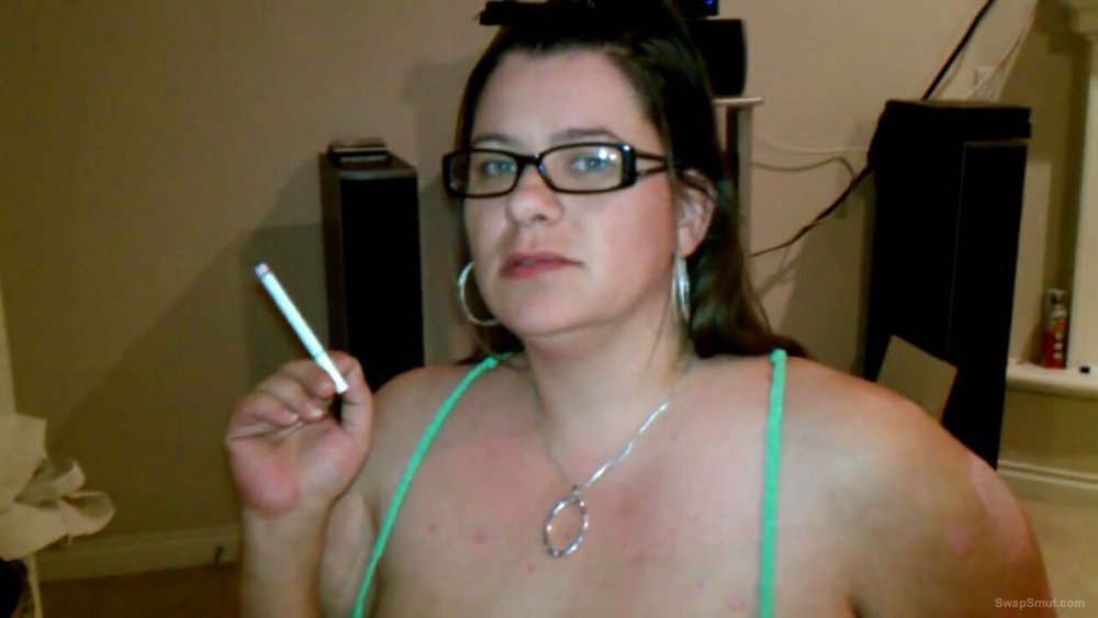 Sexy bbw wife smoking showing off her 38ddd's