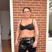 Tina having fun in PVC Catsuit, After photos begged to get pregnant