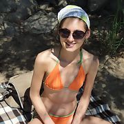 Polish Skinny Maja in orange bikini