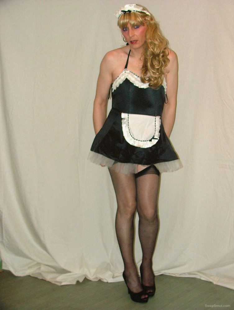 Jojo being naughty as a french maid cross dresser male amateur
