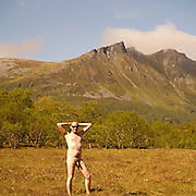 Nude man in Norway in public, in nature and on the street