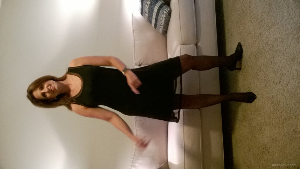 Heather Posing in Black Dress After Her Dinner Date