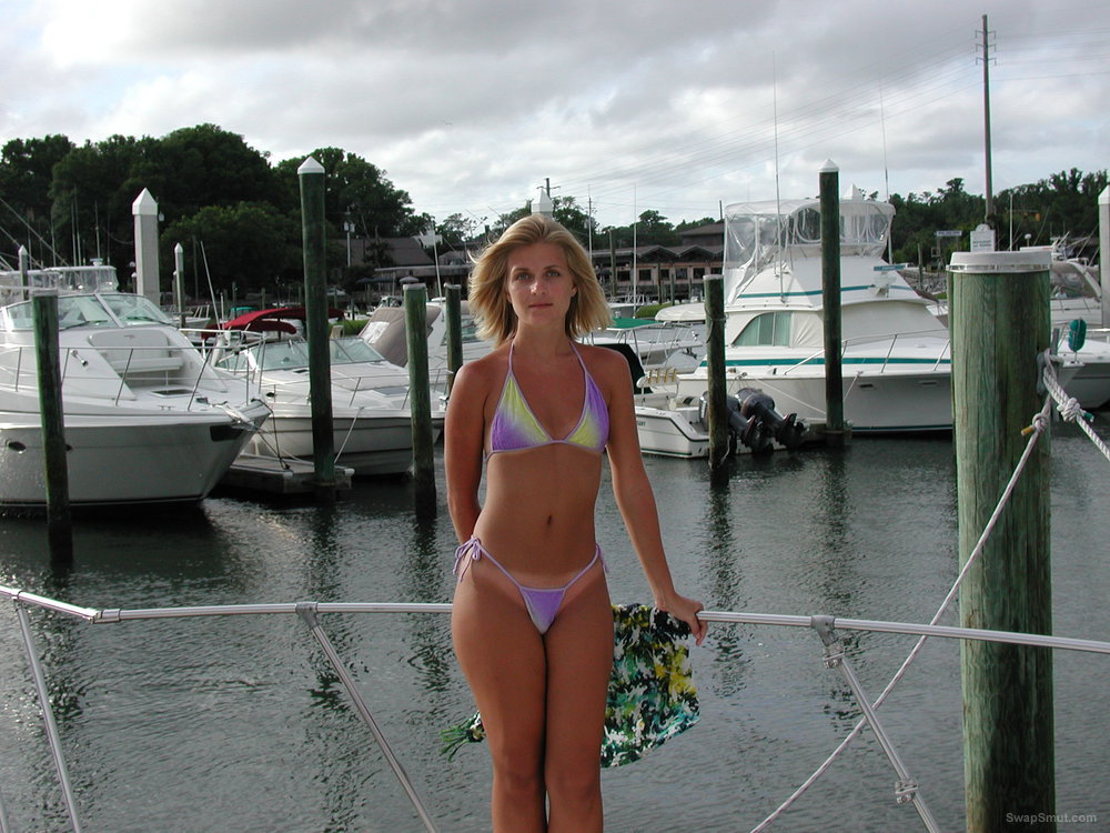 Blonde wife naked on a boat while on vacation