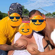 The wife having fun with some friends and show off her tits