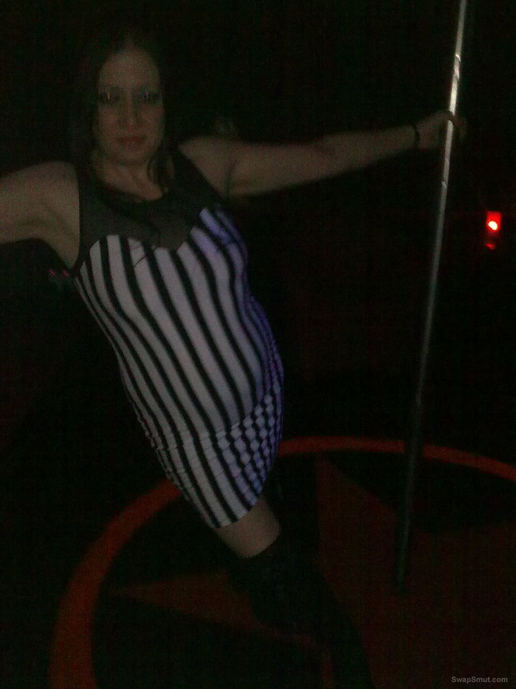 Pole dancing at a swingers club
