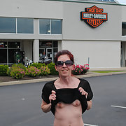 My little sexy wife flashing her tits at some landmarks and dealership
