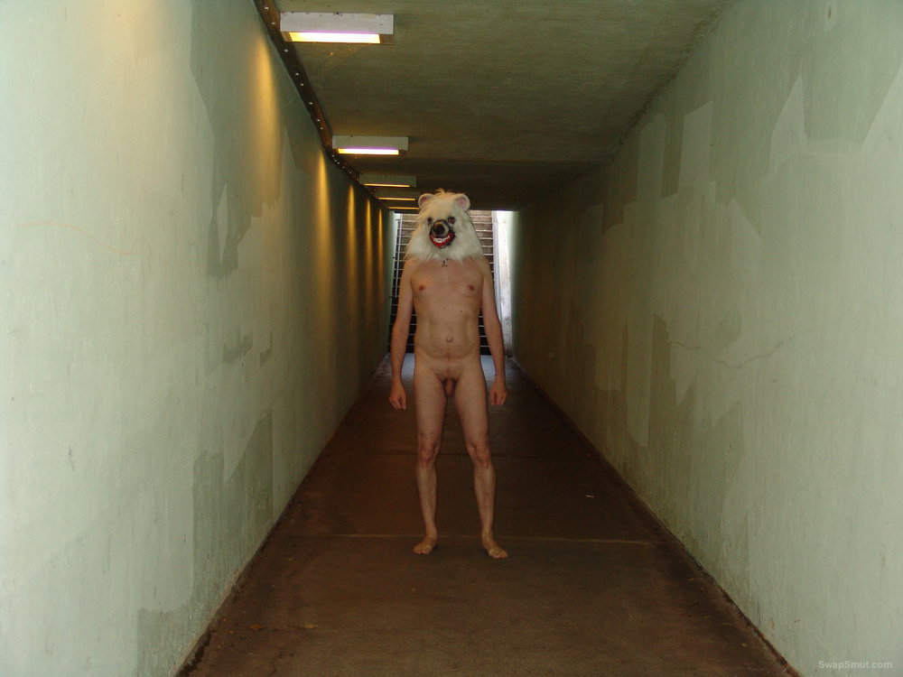 Nude at a ralway station, man nude in public