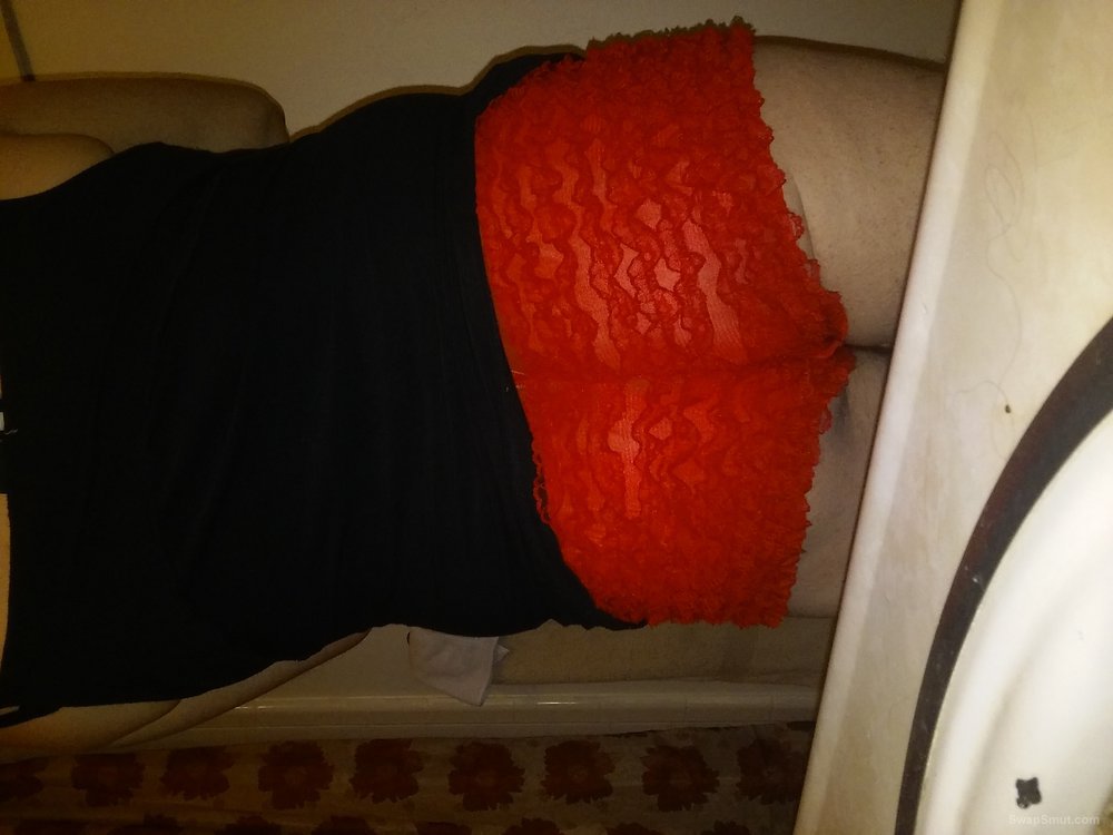 My new red ruffled panties and bra