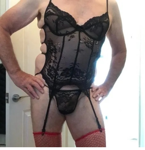 Me Myself and I showing me in lingerie and naked wih cock out trying poses