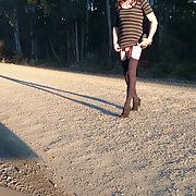 Country road walk - cross dress pencil skirt