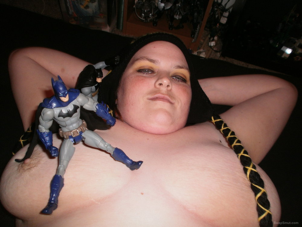 Slut girlfriend shows her love for caped crusaders sign to bat cave