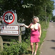Barby in her own village naked flashing her bits and bobs in public