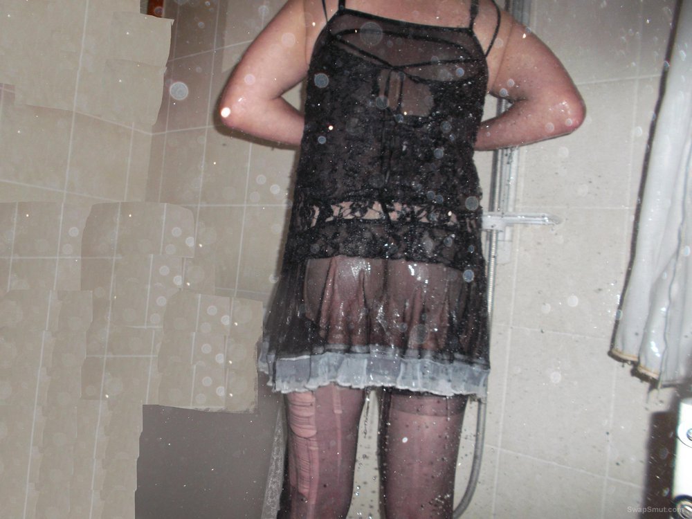 Crossdresser cock stockings insert wet short skirt and stockings