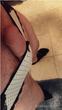 A few more random shots of my cock in my wife's panties.
