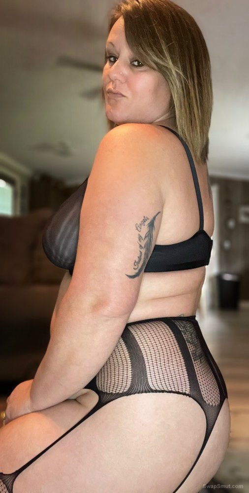 Hot sexy wife in black lingerie
