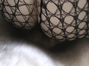 Blindfolded milf in body stocking sucks dick bent over chair and used for sex